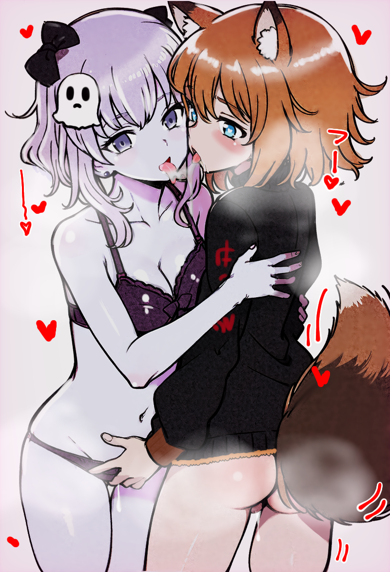 <3_eyes 2girls animal_humanoid ass belly big_butt blue_eyes blush bodily_fluids breast_squish breasts brown_hair canid canid_humanoid canine canine_humanoid clitoral clitoris curvy_female curvy_figure curvy_male embrace eyelashes female fingering fluffy fluffy_tail fox fox_ears fox_humanoid fox_tail genital_fluids genitals ghost girly hair harutan_(haru04021992/ufnn8842) heart hourglass_figure hug human humanoid intimate male male/female mammal mammal_humanoid medium_breasts mooneuphemia navel pale panky pankyvt precum purple_body purple_eyes purple_hair purple_skin pussy_juice saliva saliva_string short_hair skinny slim smooth_skin spirit squish tail tongue tongue_out virtual_youtuber wide_hips