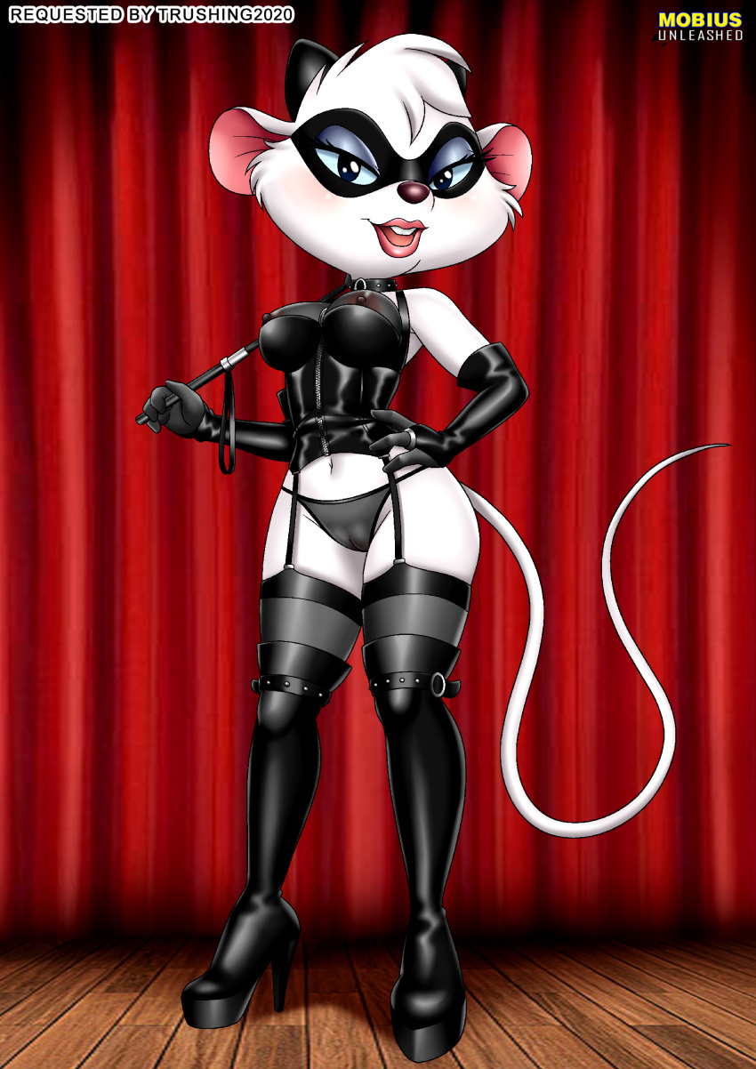 anthro bdsm_gear bdsm_outfit disney dominatrix female fur34 furry miss_kitty_mouse mobius_unleashed palcomix see-through_clothing the_great_mouse_detective whip