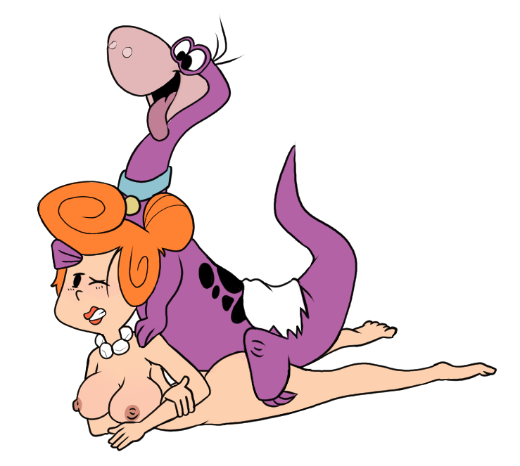 1boy 1girls ambiguous_penetration artist_request breasts dino_(flintstones) dinosaur female naked penetration red_hair straight straight_hair straight_sex the_flintstones wilma_flintstone windstand zoophilia