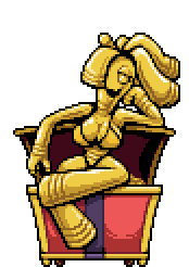 anthro big_breasts chabble female game_freak gholdengo ghost humanoid metal metal_body metal_breasts metal_girl metal_hair metal_skin metallic metallic_body metallic_hair metallic_skin nintendo pixel_art pokémon_(species) pokemon pokemon_sv sitting thick_thighs transparent_background