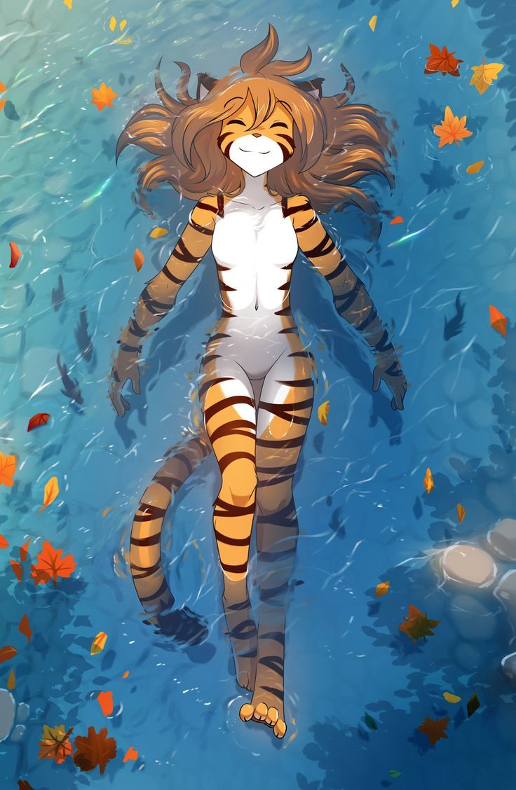 female, flora (twokinds), solo, swimming, tail, tiger, twokinds, water