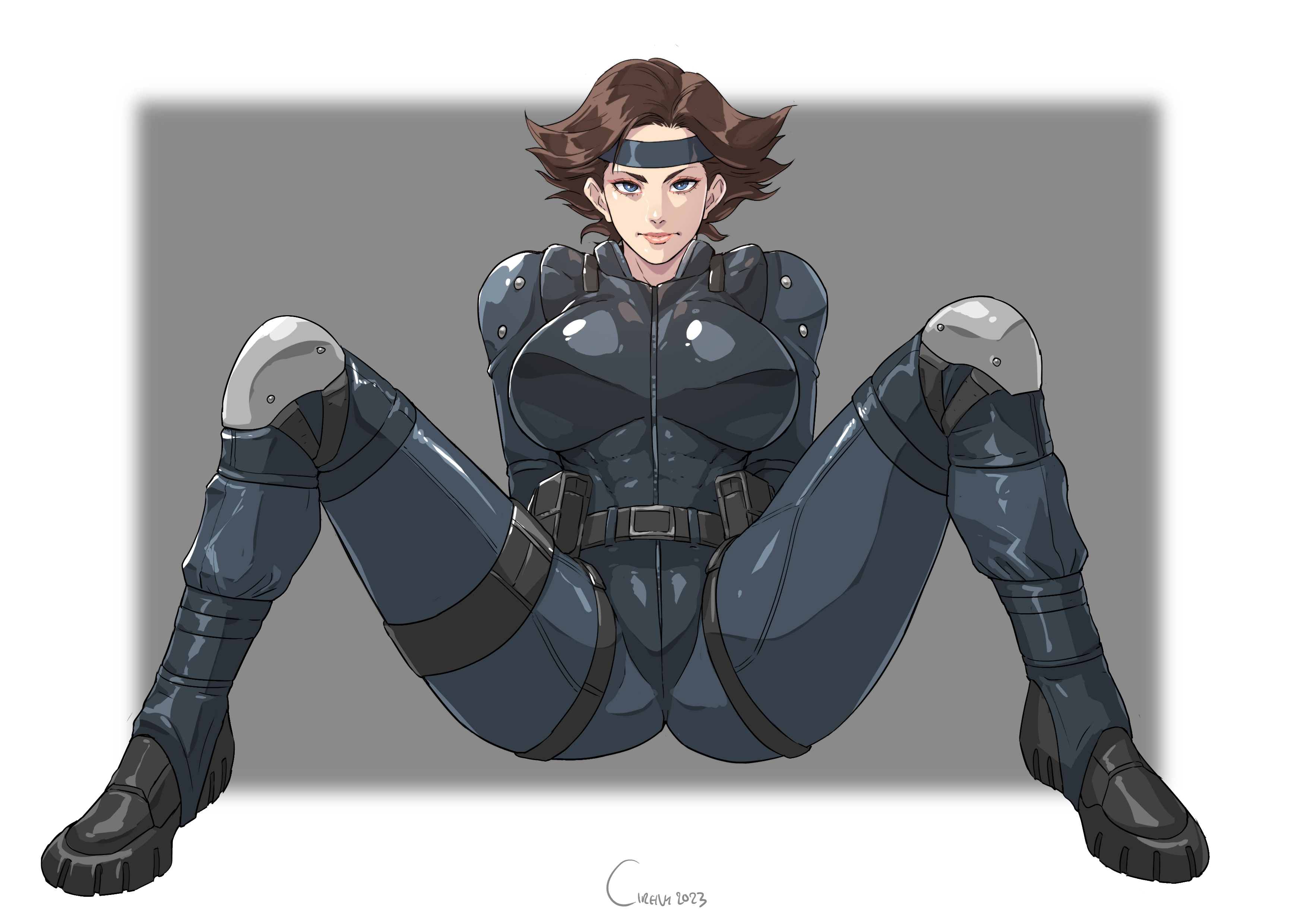 1girls, 2023, artist name, big breasts, breasts, cirenk, clothed, female, female focus, female only, meryl silverburgh, metal gear solid, muscular, muscular female, tagme