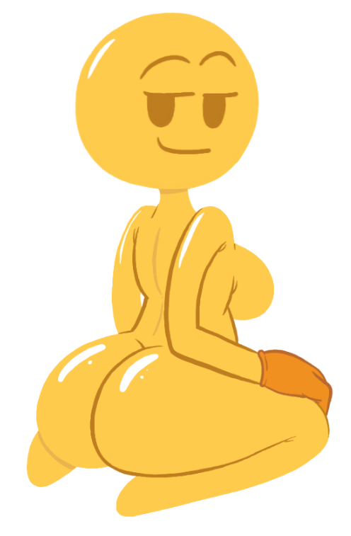 1girls ass badguynek barefoot completely_nude completely_nude_female emoji emoji_(race) female female_only full_body gloves kneeling looking_at_viewer looking_back naked naked_female no_outlines nude nude_female raised_eyebrow smile smirk smug solo solo_female