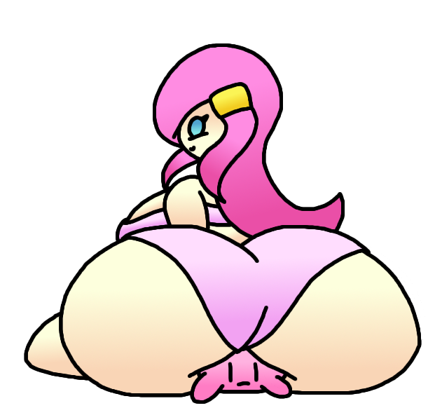 1boy 1girls 2023 ass ass_focus blue_eyes female huge_ass kirby_(series) kirby_planet_robobot larryyoshiboy long_hair male nintendo panties pink_body pink_hair susanna_patrya_haltmann susie_(kirby) transparent_background white_body