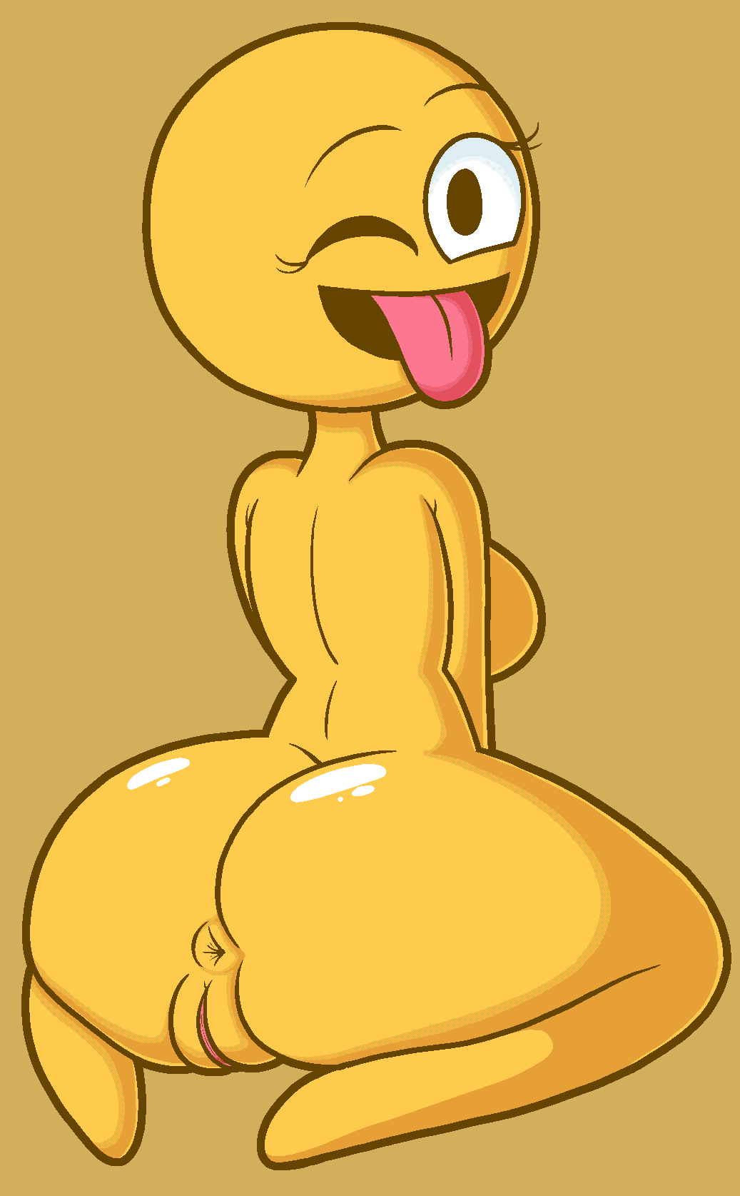 1girls anus ass badguynek barefoot big_ass completely_nude completely_nude_female emoji emoji_(race) female female_only full_body kneeling looking_at_viewer looking_back naked naked_female nude nude_female open_mouth open_smile pussy redraw smile solo solo_female tongue tongue_out