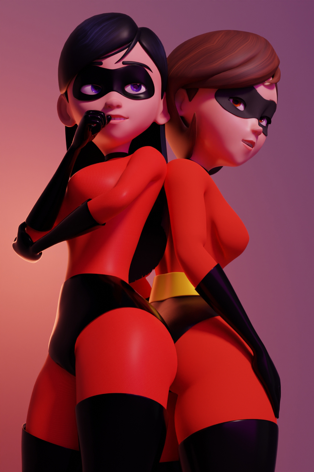 2girls, 3d, age difference, ass, athletic, athletic female, big ass, big breasts, bottom heavy, breasts, busty, chest, cleavage, curvaceous, curvy, curvy figure, dark hair, daughter, digital media (artwork), disney, elastigirl, eyebrows, eyelashes, female, female only, fit, fit female, helen parr, hero, heroine, hips, hourglass figure, human, legs, light skin, light-skinned female, lower body, mature, mature female, milf, mother, mother and daughter, multiple females, multiple girls, older female, pixar, robdecado, slim figure, slim waist, superhero, superheroine, the incredibles, the incredibles 2, thick, thick legs, thick thighs, thighs, top heavy, upper body, violet parr, voluptuous, waist, wide hips, younger female