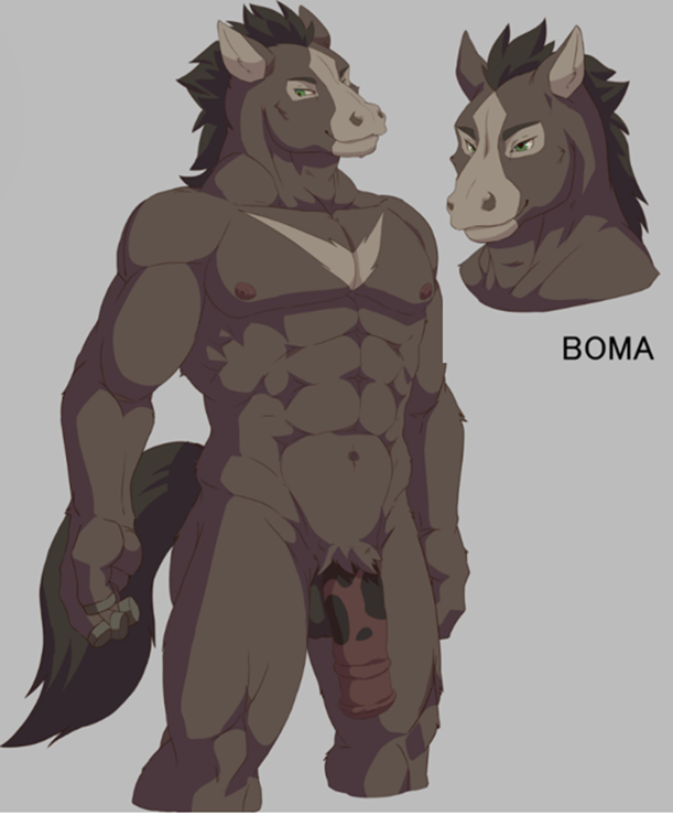 2023 abs animal_genitalia animal_penis anthro balls boma_(geppei5959) brown_body brown_tail cel_shading character_name countershading darkened_balls darkened_genitalia digital_media_(artwork) english_text equid equine equine_genitalia equine_penis flaccid genitals geppei5959 green_eyes grey_background headshot_portrait horse kemono looking_away male male_only mammal markings model_sheet multicolored_penis muscular muscular_anthro muscular_male nipples pecs penis pink_nipples pink_penis portrait shaded simple_background solo tail tan_markings tan_nose text thick_penis three-quarter_portrait two_tone_penis v_marking