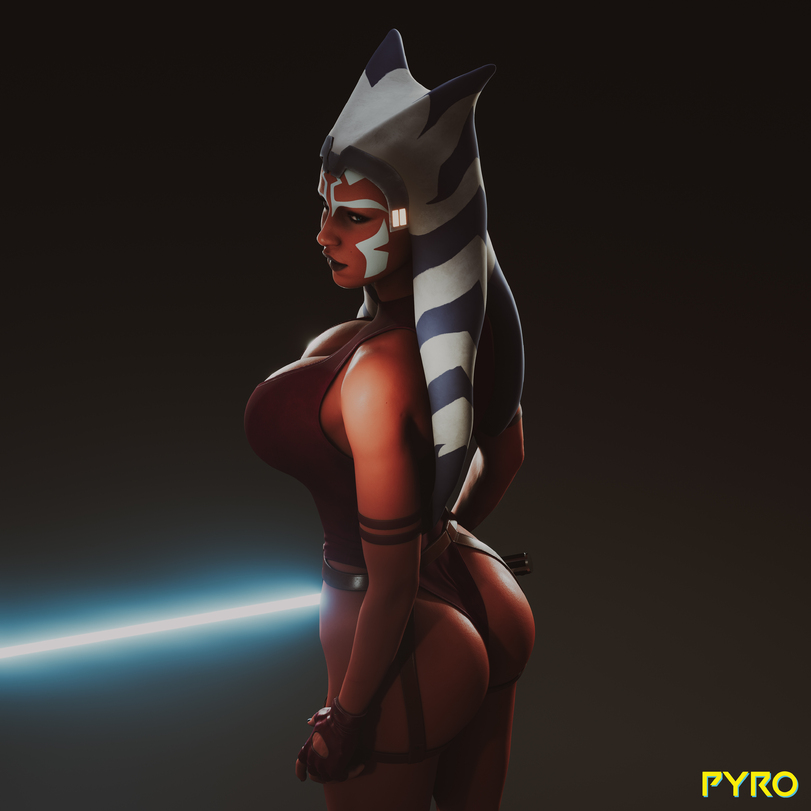 1girls 3d ahsoka_tano female female_only pyro_(artist) solo star_wars tagme text togruta