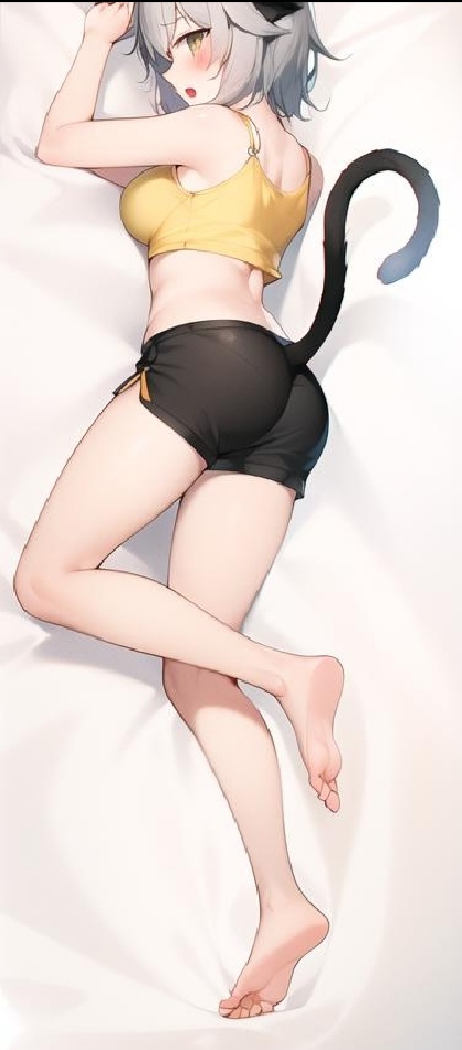 1girls ai_generated artist_request ass breasts cat_ears cat_tail catgirl clothed dakimakura eternalrainbows feet humanized lemonade_cat lowres pale_skin roblox roblox_game tagme tower_heroes