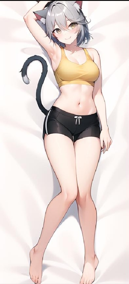 1girls ai_generated artist_request breasts cat_ears cat_tail catgirl clothed dakimakura eternalrainbows feet humanized lemonade_cat lowres pale_skin roblox roblox_game tagme tower_heroes