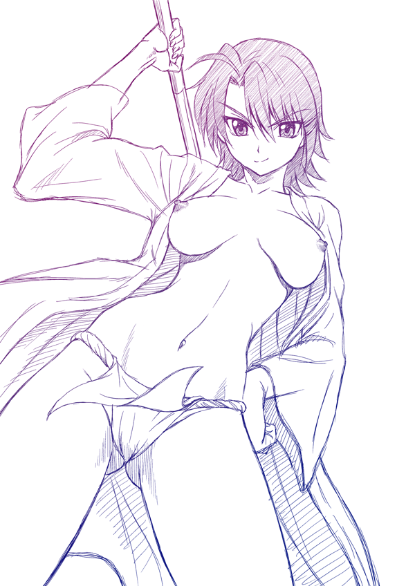 bare_breasts breasts female fundoshi hattori_junko ichiban_ushiro_no_daimaou open_robe robe underwear