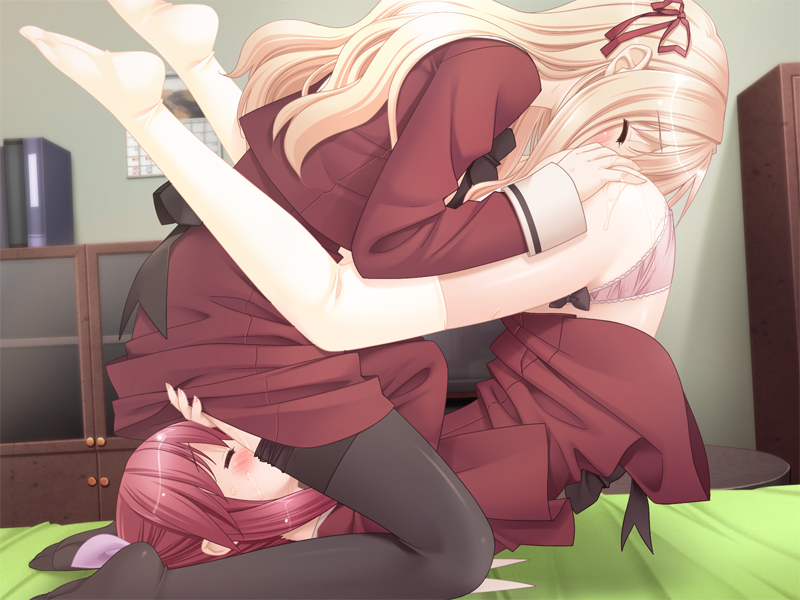 2girls 69 black_legwear blonde_hair blue_eyes blush cg closed_eyes clothed_sex cunnilingus eroge female fuguriya game_cg hair_ribbon legs_up long_hair matsubara_yuna matsubara_yuuna multiple_girls mutual_yuri oda_nanami oral panties pantyhose pantyhose_pull peko petals pink_panties ponytail purple_eyes purple_hair pussy_juice red_eyes red_hair ribbon school_uniform schoolgirl sono_hanabira_ni_kuchizuke_wo thighhighs tied_hair twintails underwear white_legwear yuri