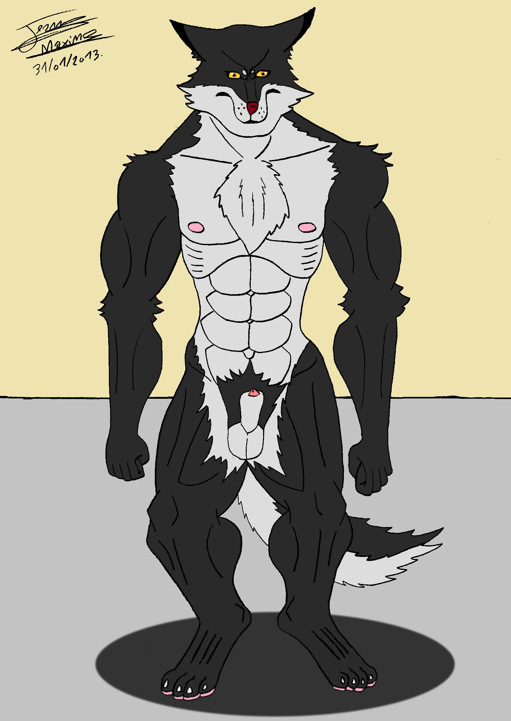 2013 anthro canine furry gay male maxime-jeanne muscles no_humans wolf