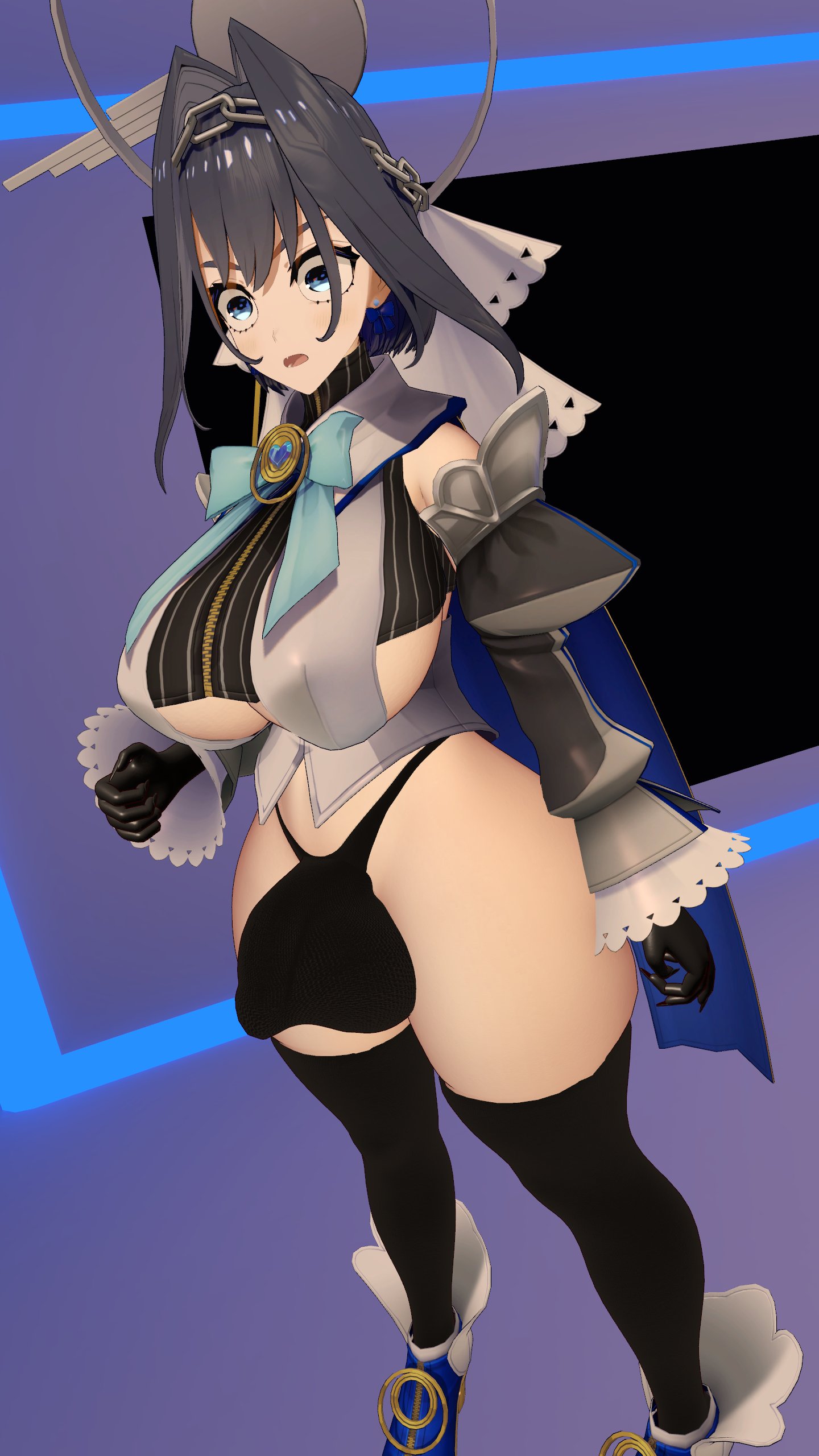 1futa, 3d, 3d (artwork), big breasts, breasts, bulge, clothed, clothed futa, clothing, futanari, hololive, hololive english, hololive english -council-, hololive english -promise-, huge breasts, intersex, ouro kronii, panties, panties bulge, solo, solo futa, tagme, the3ndergamer, virtual youtuber, vrchat