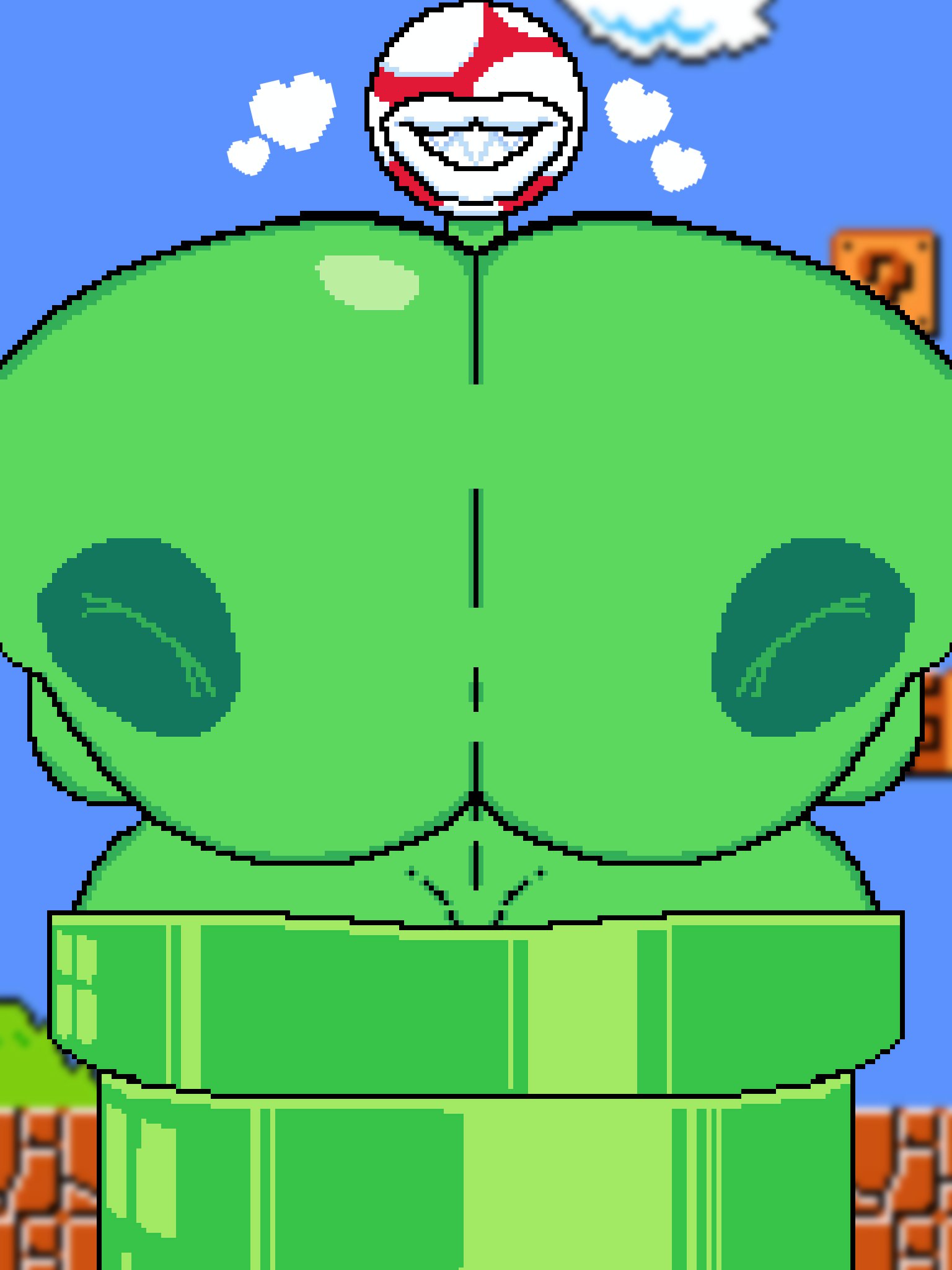 big breasts, breasts, female, female only, front view, mario (series), naked female, nude, nude female, outdoors, piranha plant, super mario bros., super mario bros. (nes), videogamedunky