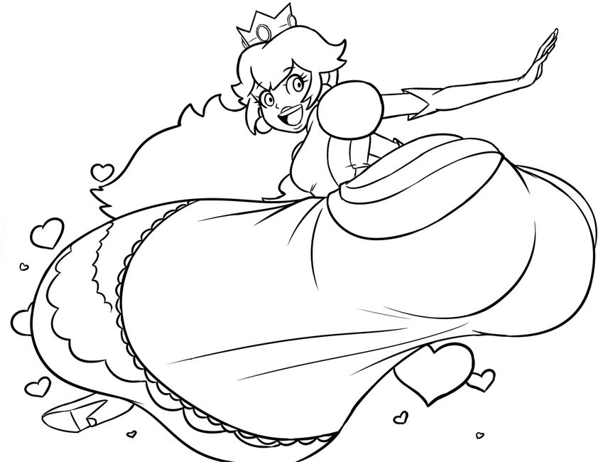 1girls axel-rosered big_butt black_and_white bubble_butt butt butt_expansion butt_focus clothing cropped dumptruck_butt fat_ass female female_only huge_butt line_art mario_(series) nintendo open_mouth peach_bomber princess_peach smile smiling solo super_smash_bros.