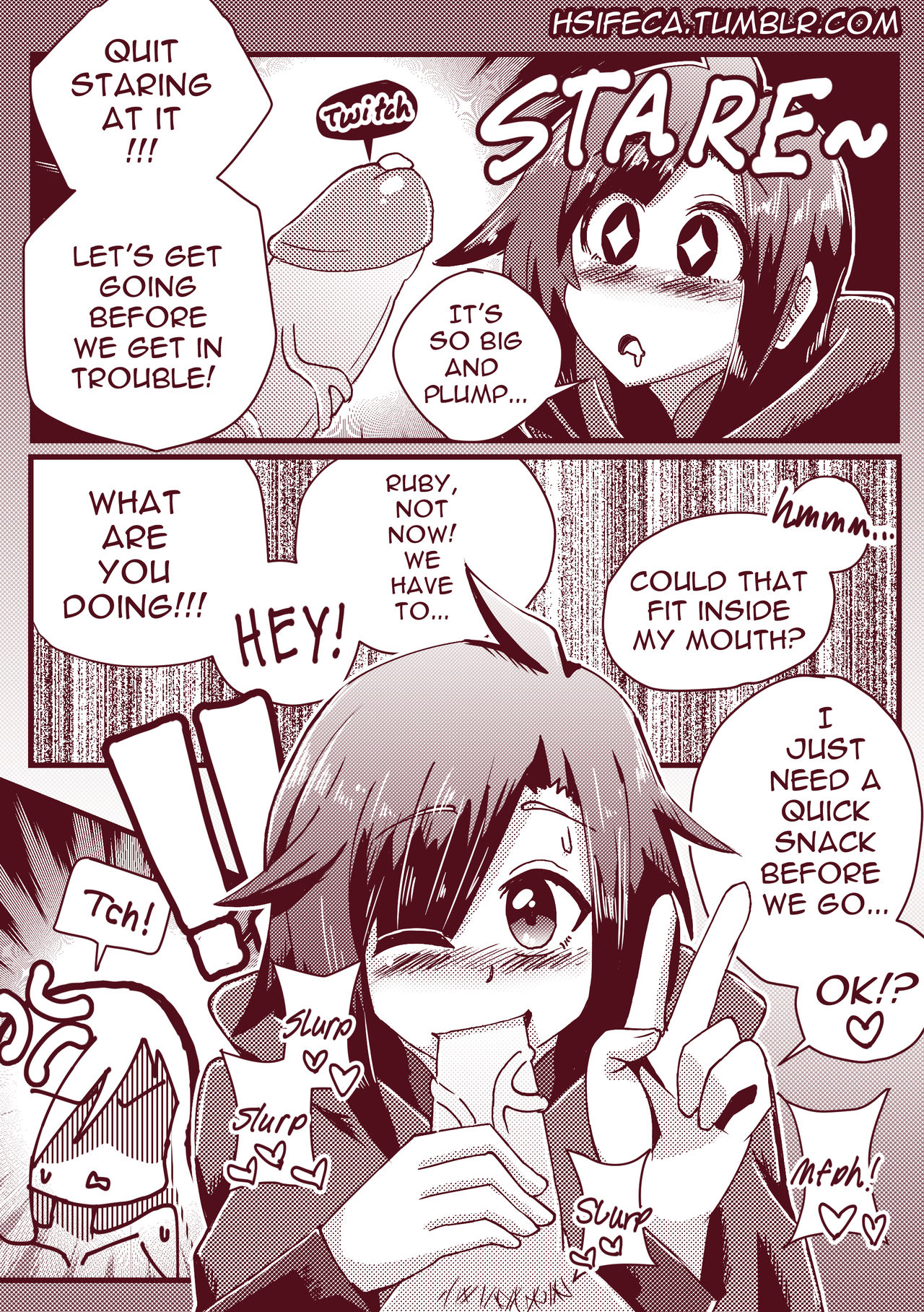 1futa, 1girls, 2022, acefish, areolae, big penis, breasts, clothed, clothing, comic, dialogue, drooling, dubious consent, duo, english text, erection, fellatio, female, fully clothed, futa on female, futanari, human, intersex, monochrome, nipples, nude, oral, penis, ruby rose, rwby, sex, sparkling eyes, standing, text, uncensored, v, weiss schnee