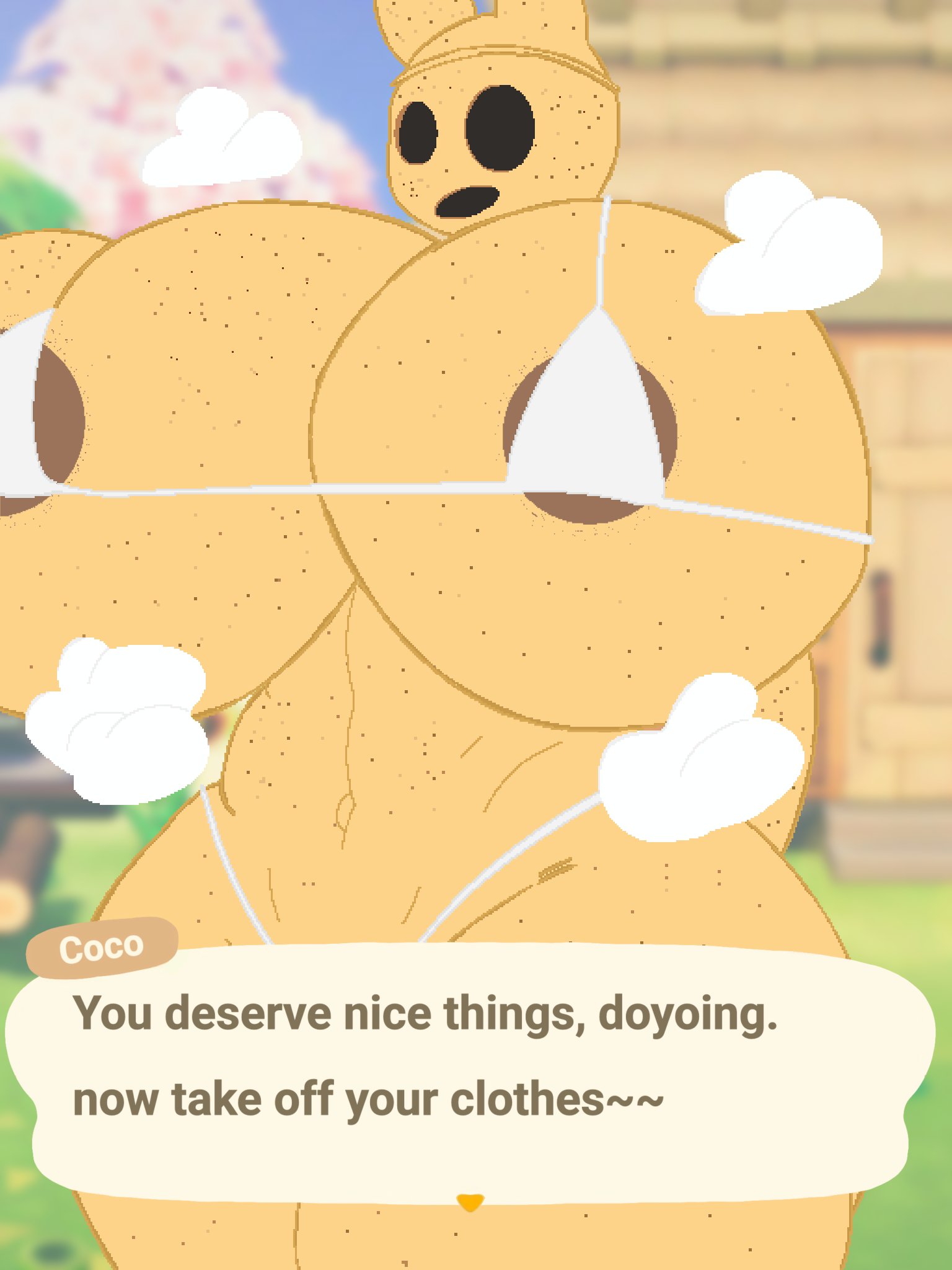 animal crossing, ass, big ass, big breasts, big butt, breasts, coco (animal crossing), female, hips, text, thick ass, thick thighs, videogamedunky