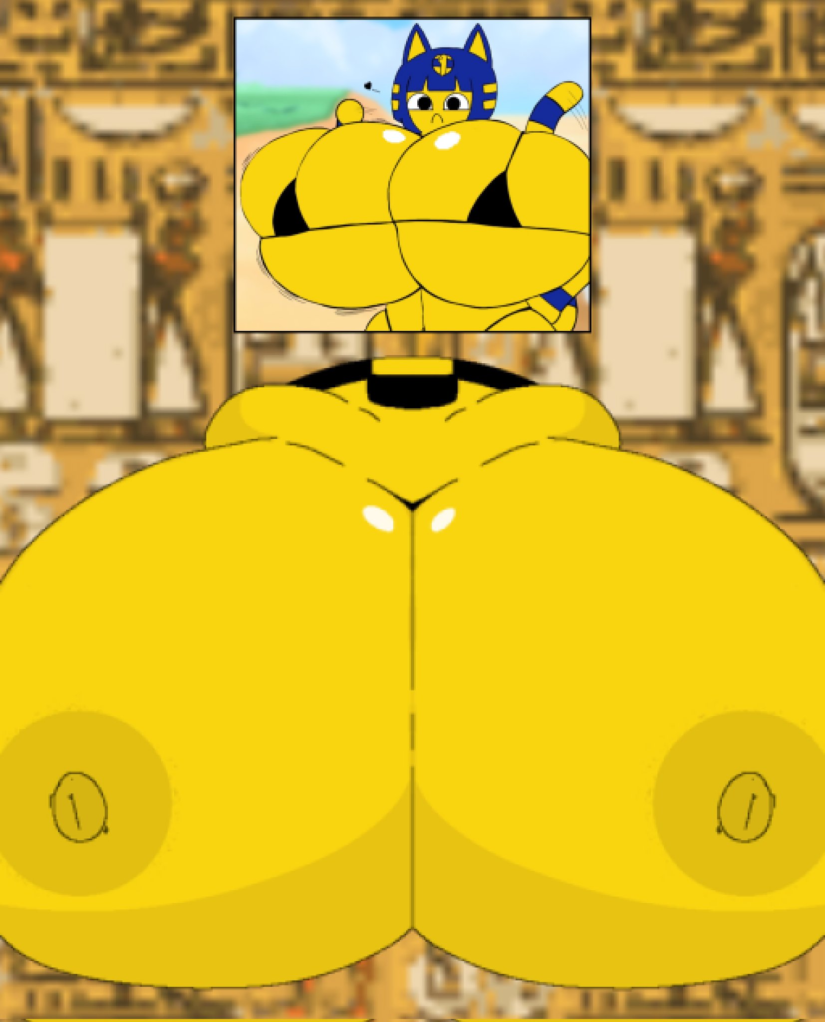 animal crossing, ankha, ankha (animal crossing), big breasts, bikini, breasts, female, videogamedunky