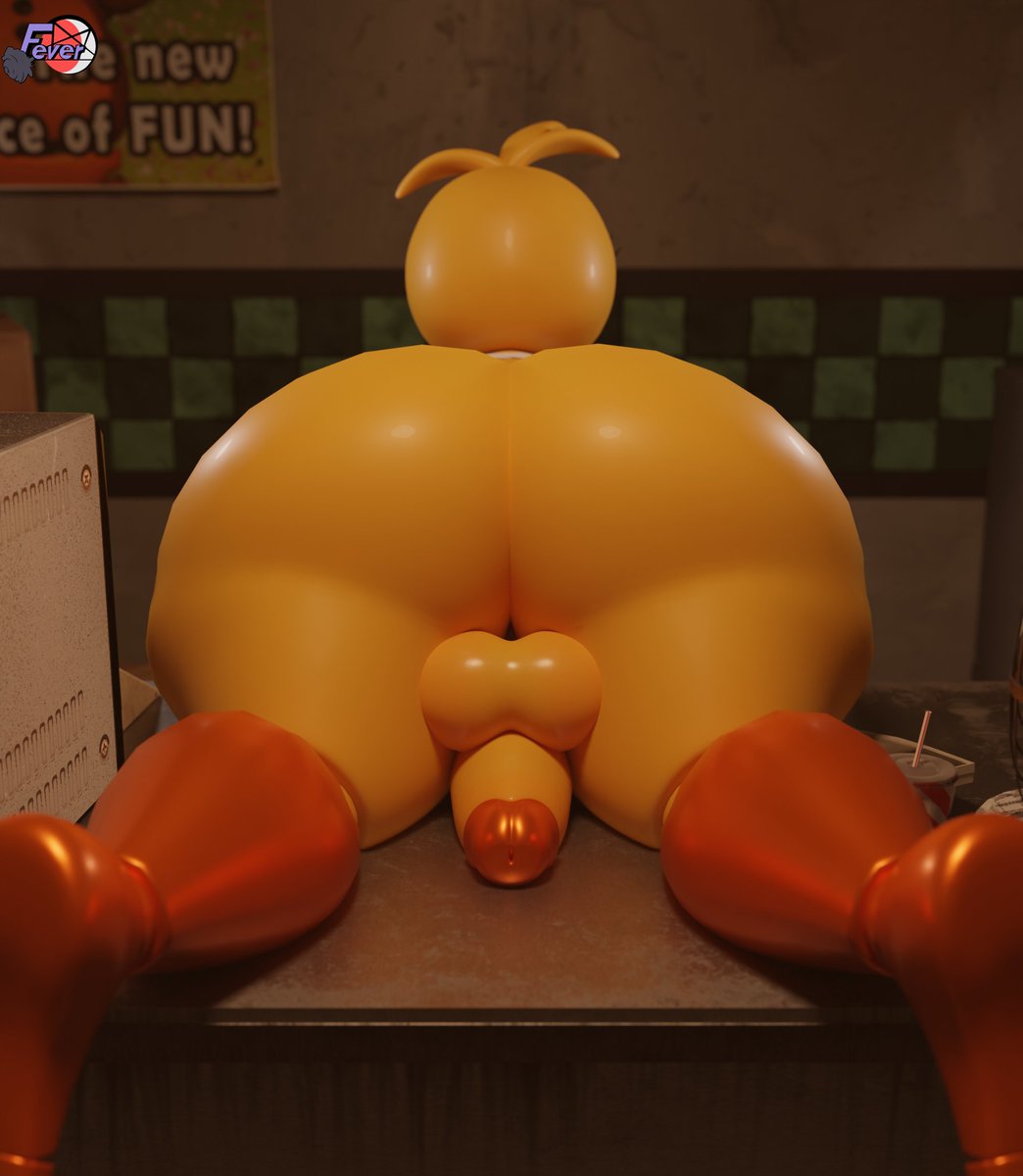 1futa, 3d, animatronic, ass, balls, big ass, big butt, fat ass, feversfm, five nights at freddy's, five nights at freddy's 2, futa only, futanari, intersex, joints, large ass, laying, laying down, penis, shiny, shiny skin, solo, solo focus, solo futa, thick ass, thighs, toy chica (fnaf), toy chica (love taste), watermark, wide hips, yellow body, yellow skin
