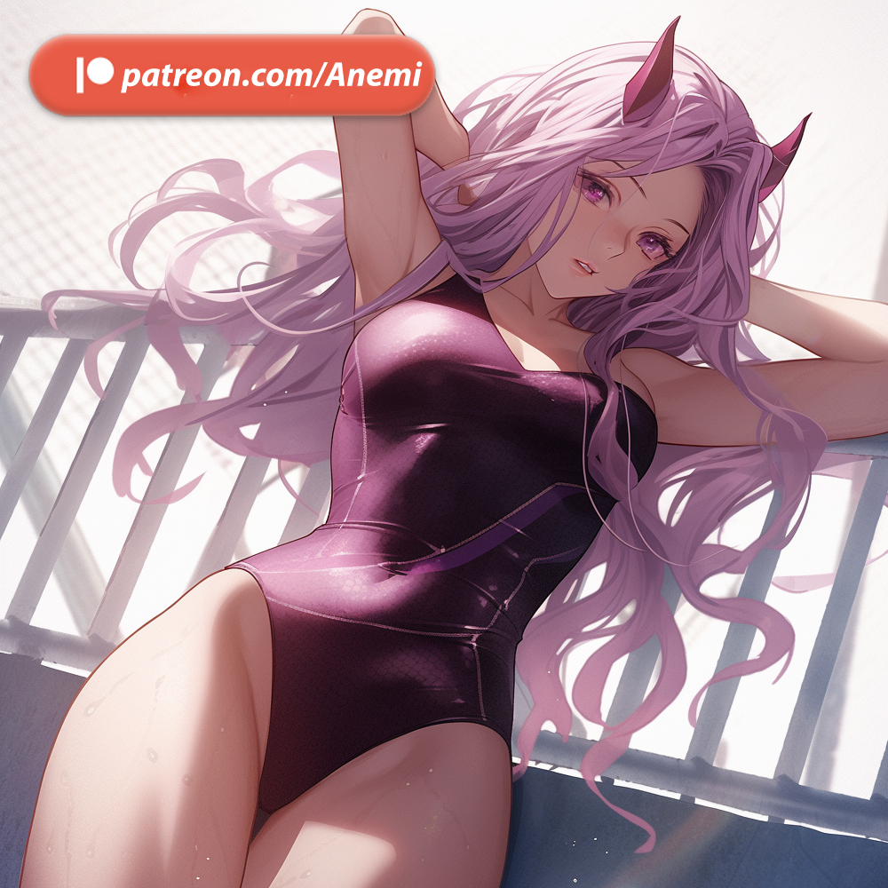 ai_generated anemi demon pink_eyes pink_hair succubus succubus_horns wet