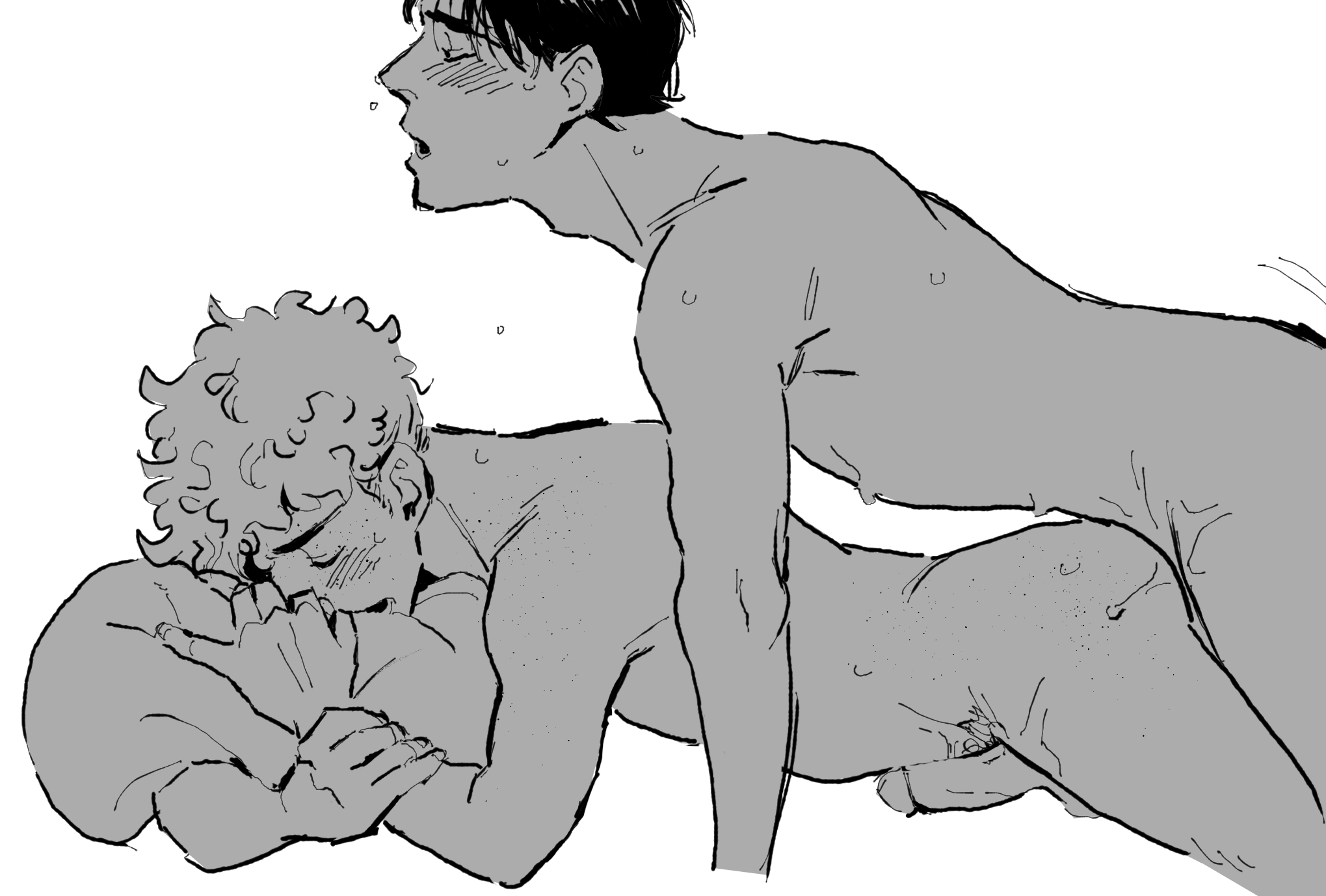 2boys, aged up, anal sex, artist request, ass, biting pillow, comedy central, cum, cum in ass, cum inside, gay, gay sex, kyle broflovski, male, pillow hug, south park, stan marsh, sweating, yaoi