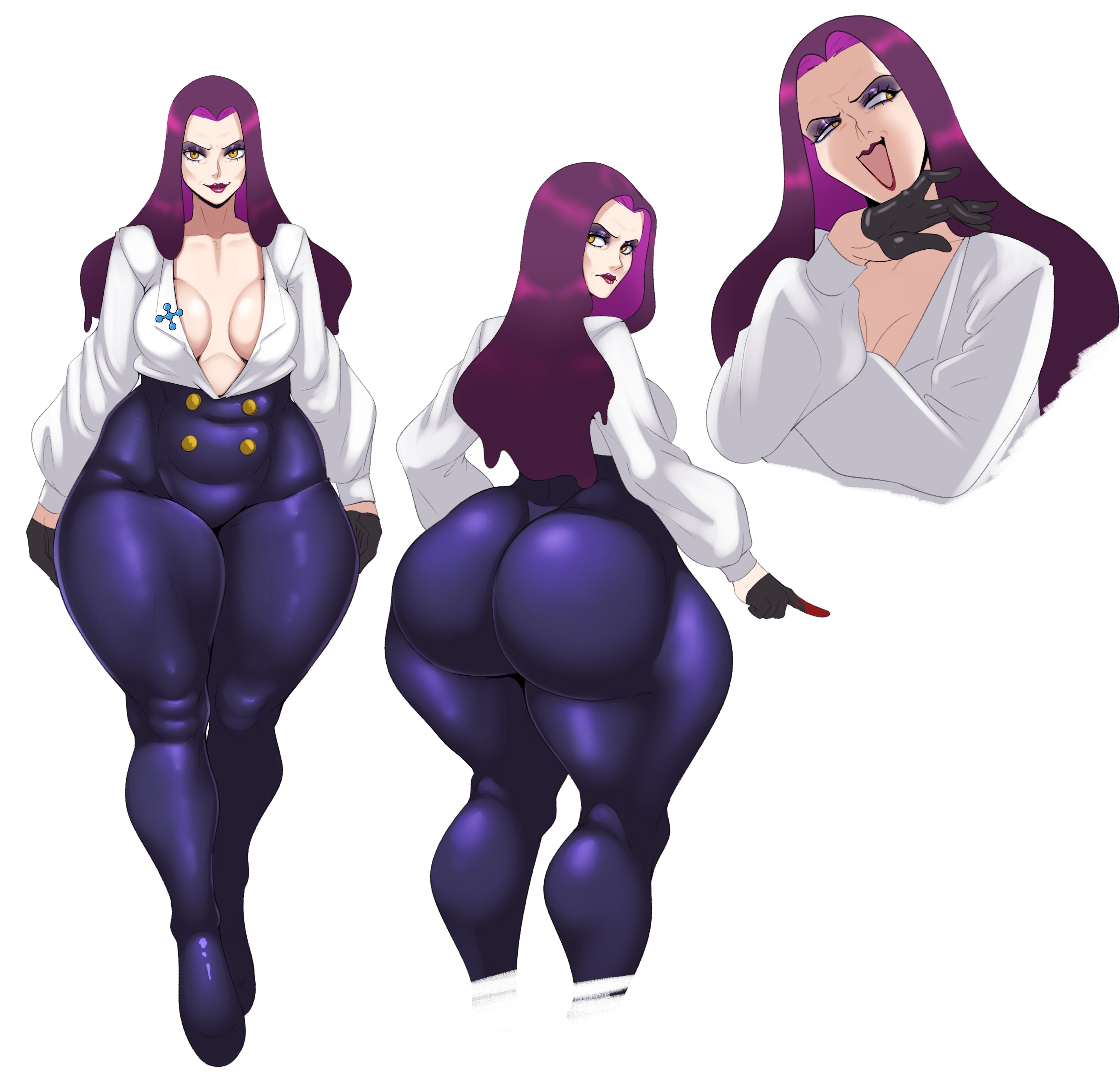 1girls, ass, big ass, big butt, bottom heavy, breasts, female, hips, huge ass, huge butt, large ass, large butt, mara (sundown), purple hair, rear view, sunnysundown, tight clothing, tight pants