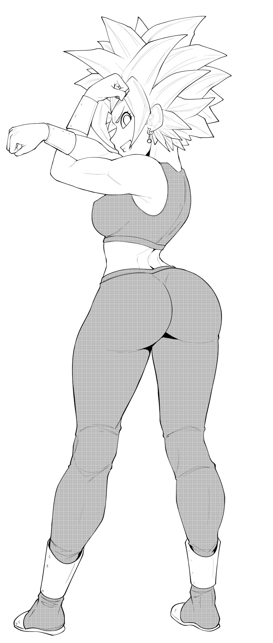 ass, black and white, dragon ball, dragon ball super, female, female only, karmansephex, kefla, legendary super saiyan, manga, super saiyan, super saiyan 2
