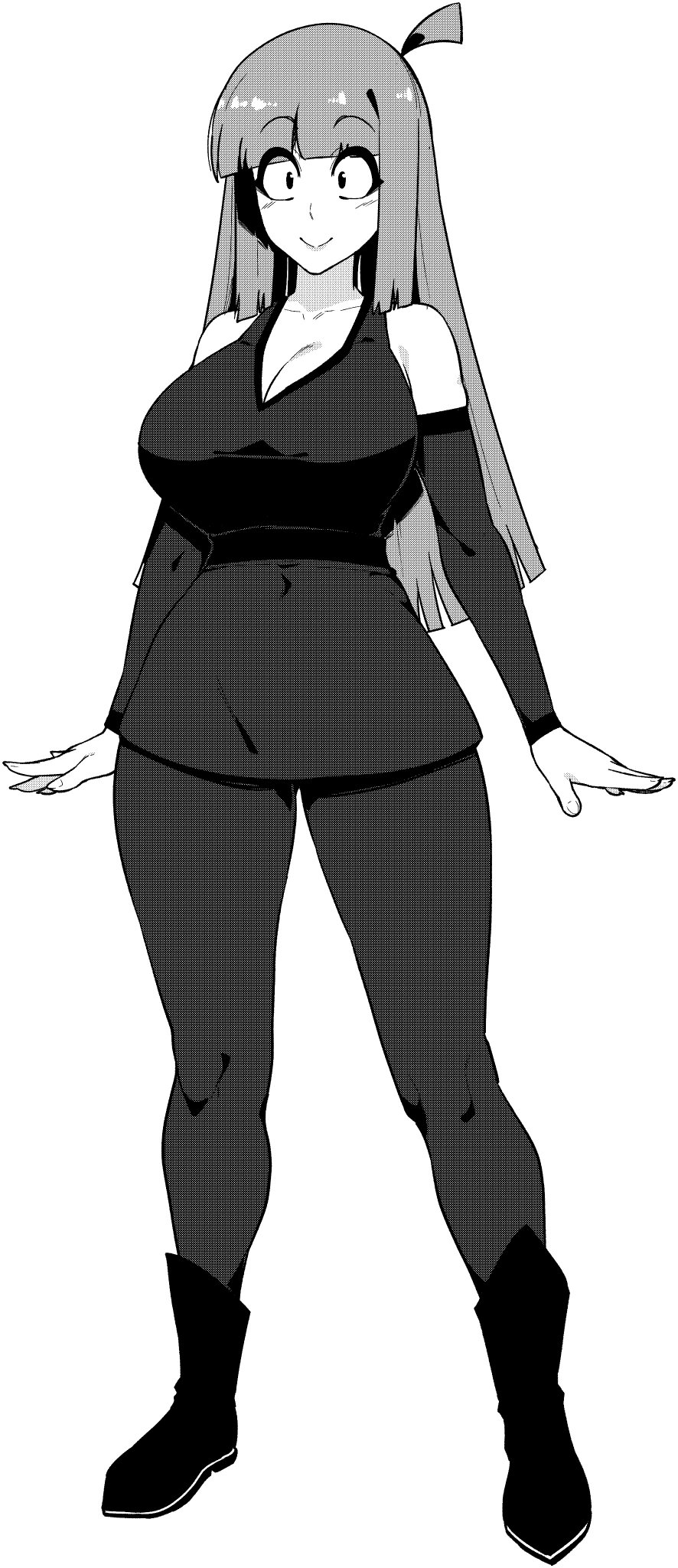 1girl 1girls big_boobs big_breasts black_and_white breasts eyebrows female female_only karmansephex lila_(spooky_month) long_hair manga milf mother newgrounds solo solo_female solo_focus spooky_month sr_pelo thick_thighs white_skin