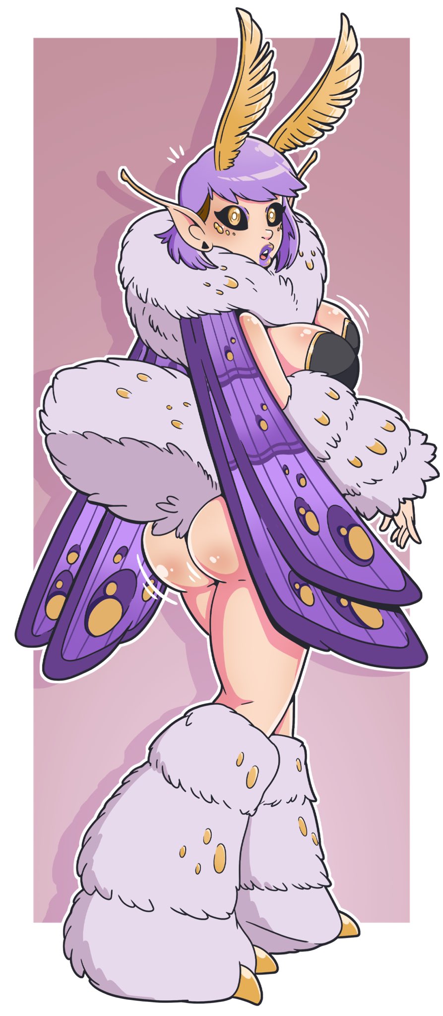 1girls, after transformation, amity blight, ass, breasts, female, female only, huge ass, huge breasts, implied transformation, insect girl, insect wings, insects, moth girl, post-transformation, purple hair, solo, species transformation, the owl house, thick lips, thick thighs, transformation, wide hips, wrenzephyr2