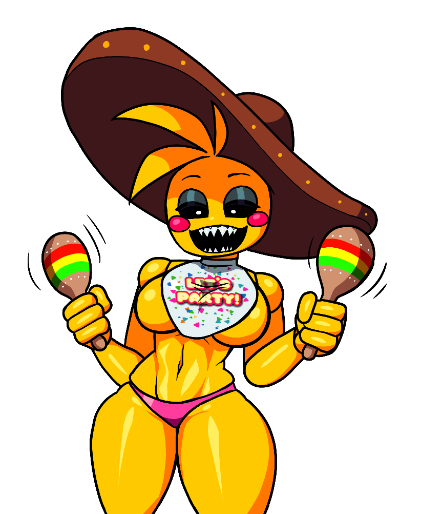 1girls animatronic chicken female five_nights_at_freddy's maracas mexican robot solo sombrero toy_chica_(fnaf) voideyedpanda yellow_body