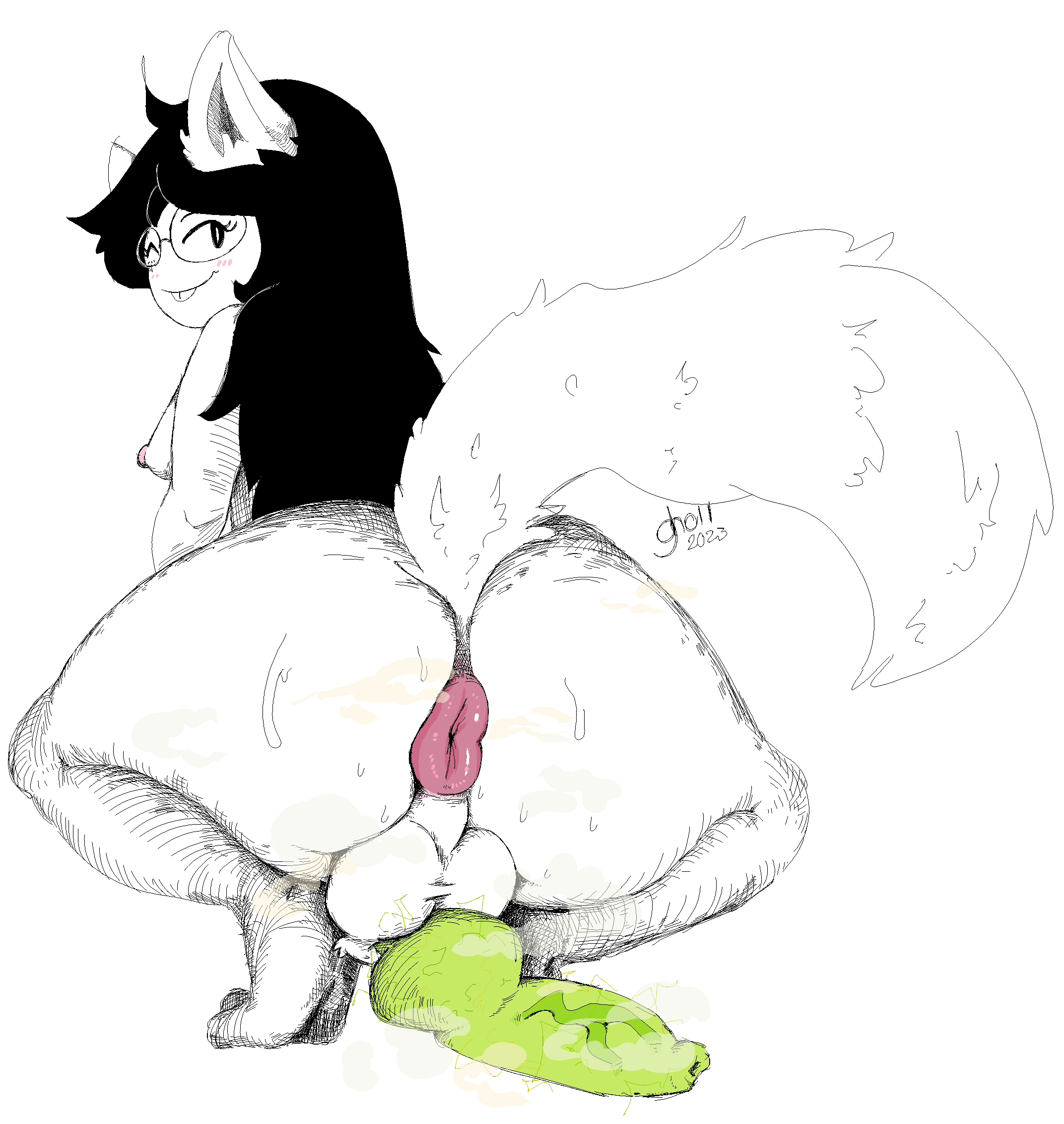 anus ass_sweat big_ass canine_penis dog_dick dog_ears dog_girl dog_tail donut_anus futanari homestuck jade_harley musk musk_clouds small_breasts wincedweat