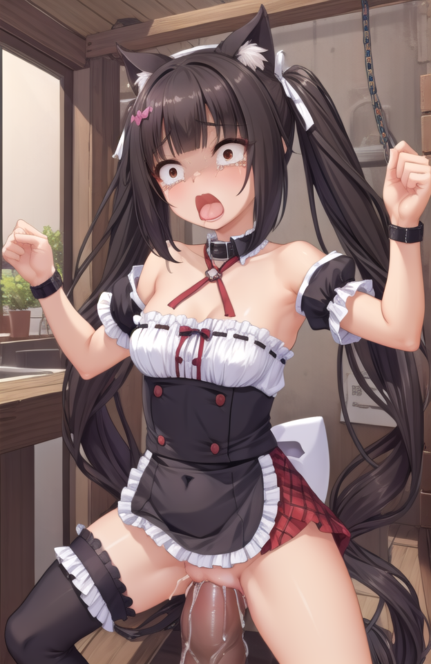 adult aged_up ahe_gao ai_generated bad_anatomy chocola_(sayori) cum interspecies nekopara rape size_difference small_breasts tears vaginal_penetration