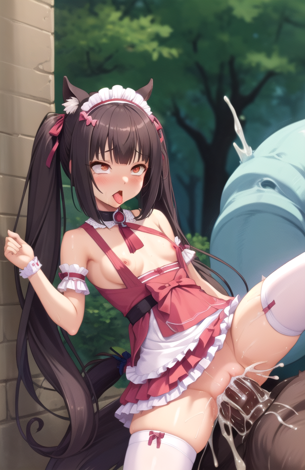 adult aged_up ahe_gao ai_generated animal_ears bad_anatomy chocola_(sayori) cum interspecies nekopara rape size_difference small_breasts tears vaginal_penetration