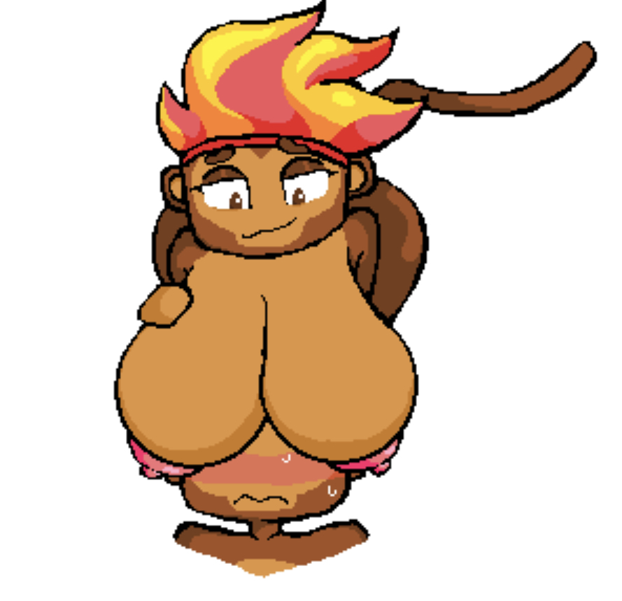 1boy 1girls benjamin_(bloons_tower_defense) big_breasts bloons_td_6 bloons_tower_defense breasts brown_fur duo female gwendolin haplorhine male monkey monkey_boy monkey_girl primate red_hair yellow_hair