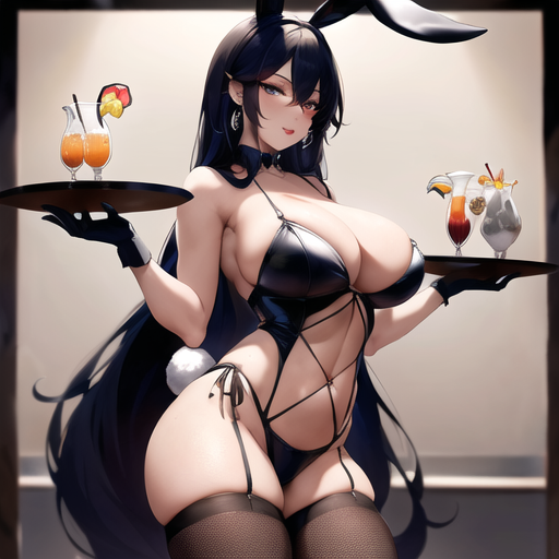 1girls ai_generated animal_ears beverage big_breasts black_ears black_gloves black_hair black_outfit breasts bunny_costume bunny_ears bunny_tail bunnysuit bust busty carrying_object cleavage dark_hair drinks ear_ring earings earrings ears exposed_shoulders exposed_thighs fake_animal_ears fake_bunny_ears fake_ears female garter_belt_leggings holding_beverage holding_drink holding_object holding_tray huge_breasts indoors large_breasts leggings looking_at_viewer massive_breasts navel nemus_waifu_generator perfect_body pooplool revealing_clothes seductive seductive_body slight_blush sole_female solo solo_female tagme tail thick thick_female thick_thighs thighhighs thighs tight_clothing tray very_long_hair voluptuous voluptuous_female waist waitress waitress_uniform wasp_waist