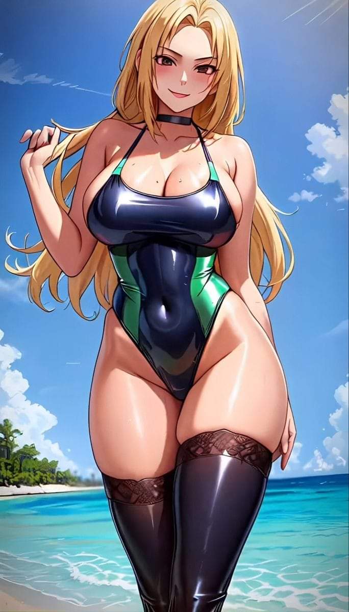 ai generated, bikini, breasts, female, large breasts, naruto, naruto (series), naruto shippuden, stockings, torso, tsunade