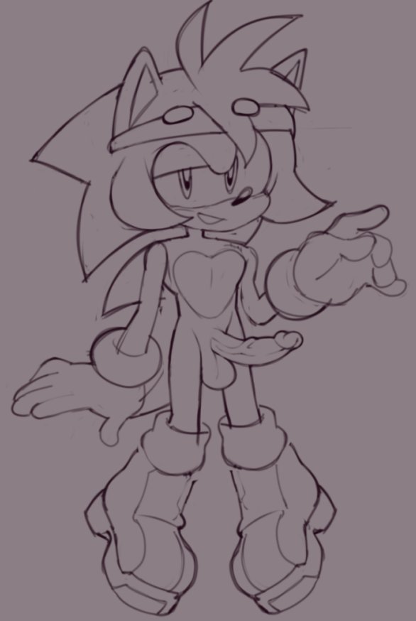 andy_rose boots cock erection furry genderswap_(ftm) gloves headband hpyononyo line_art male male_only monochrome penis sega sonic_(series) sonic_the_hedgehog_(series)