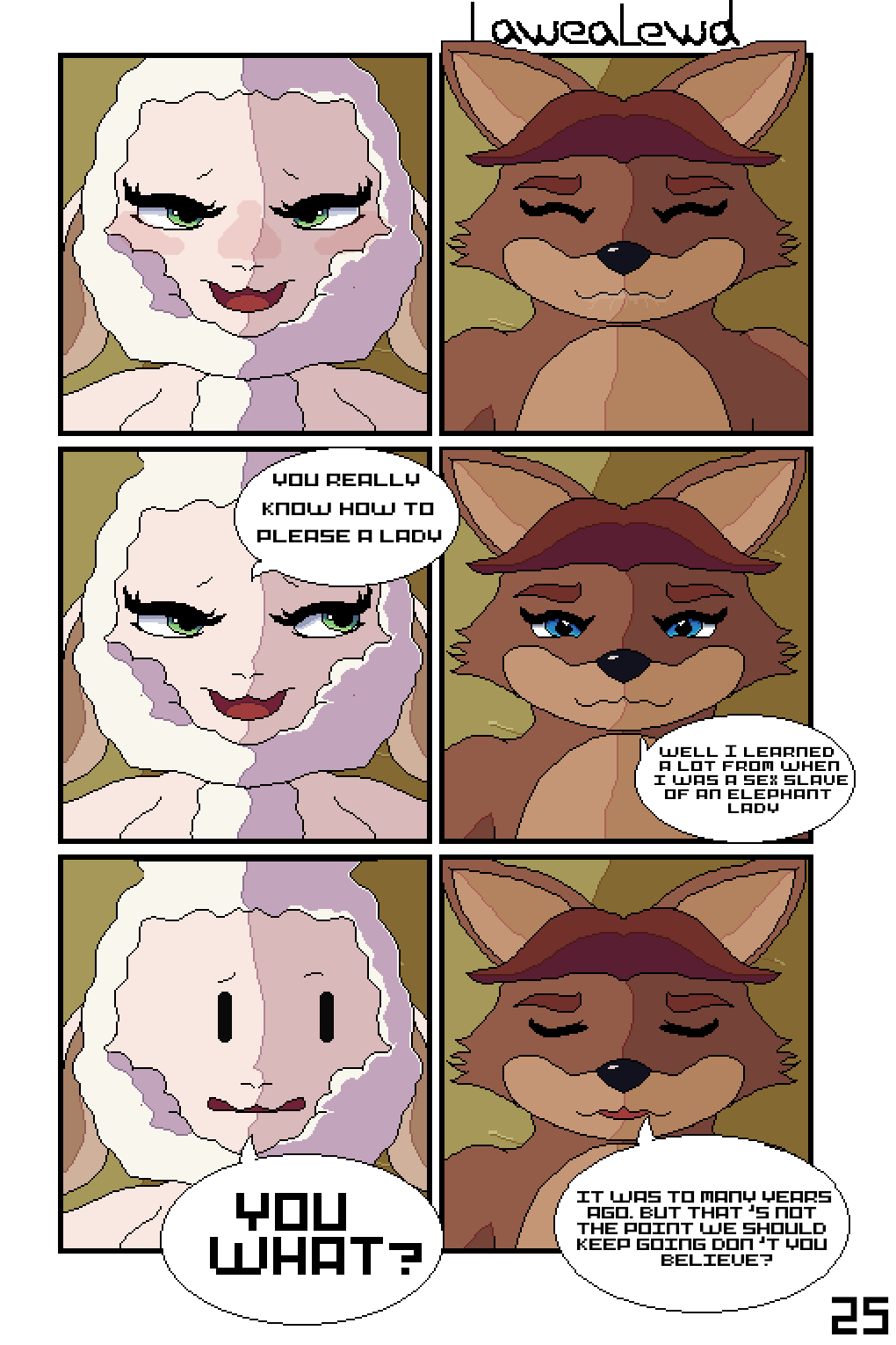 2:3 alpha_channel anthro blush canid canine comic dawn_bellwether disney duo english_text female fox fur gideon_grey hi_res lawealewd male male/female mammal page_25 smile speech_bubble text zootopia