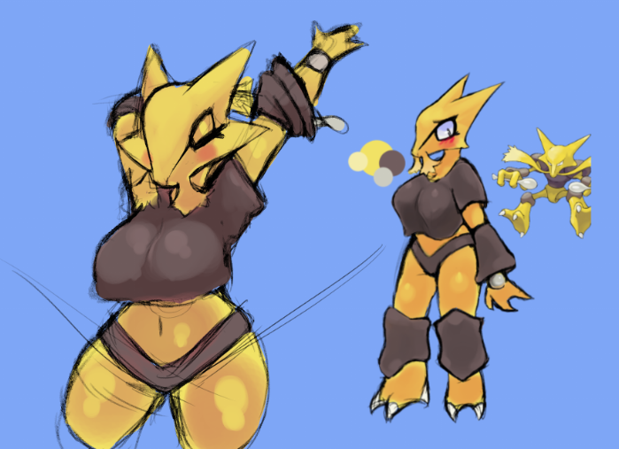 alakazam artesjsc big_breasts breasts female pokemon thick_thighs wide_hips