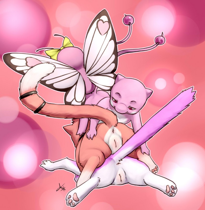 aogami butterfree dogpile female feral feral_on_feral furry legendary_pokemon mew pink_butterfree pokemon pokemon_(species) presenting_pussy pussy stacked tagme take_your_pick wings