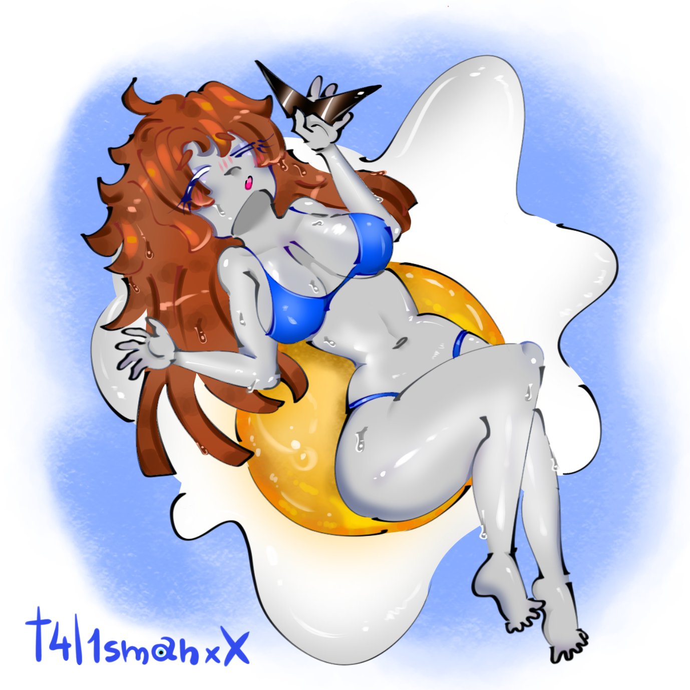 artstyle_test bacon bacon_hair bikini blush cooked egg feet food frilled minus8 roblox roblox_avatar robloxian sunglasses sweat sweatdrop sweating swimsuit
