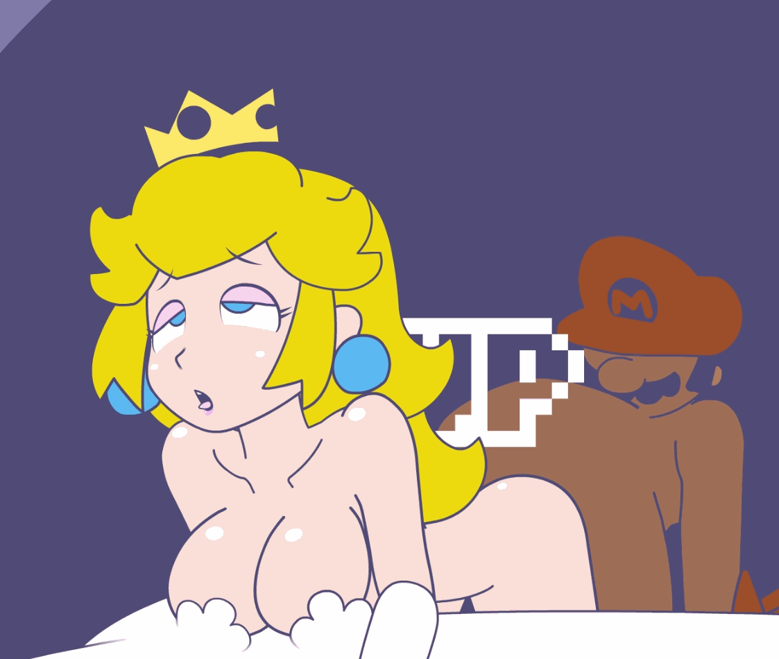 1boy, 1girls, animated, breasts, female, human, male, mario, mario (series), minus8, nintendo, nipples, nude, princess peach, princess peach 1up (minus8), sex, straight, super mario bros., uncensored