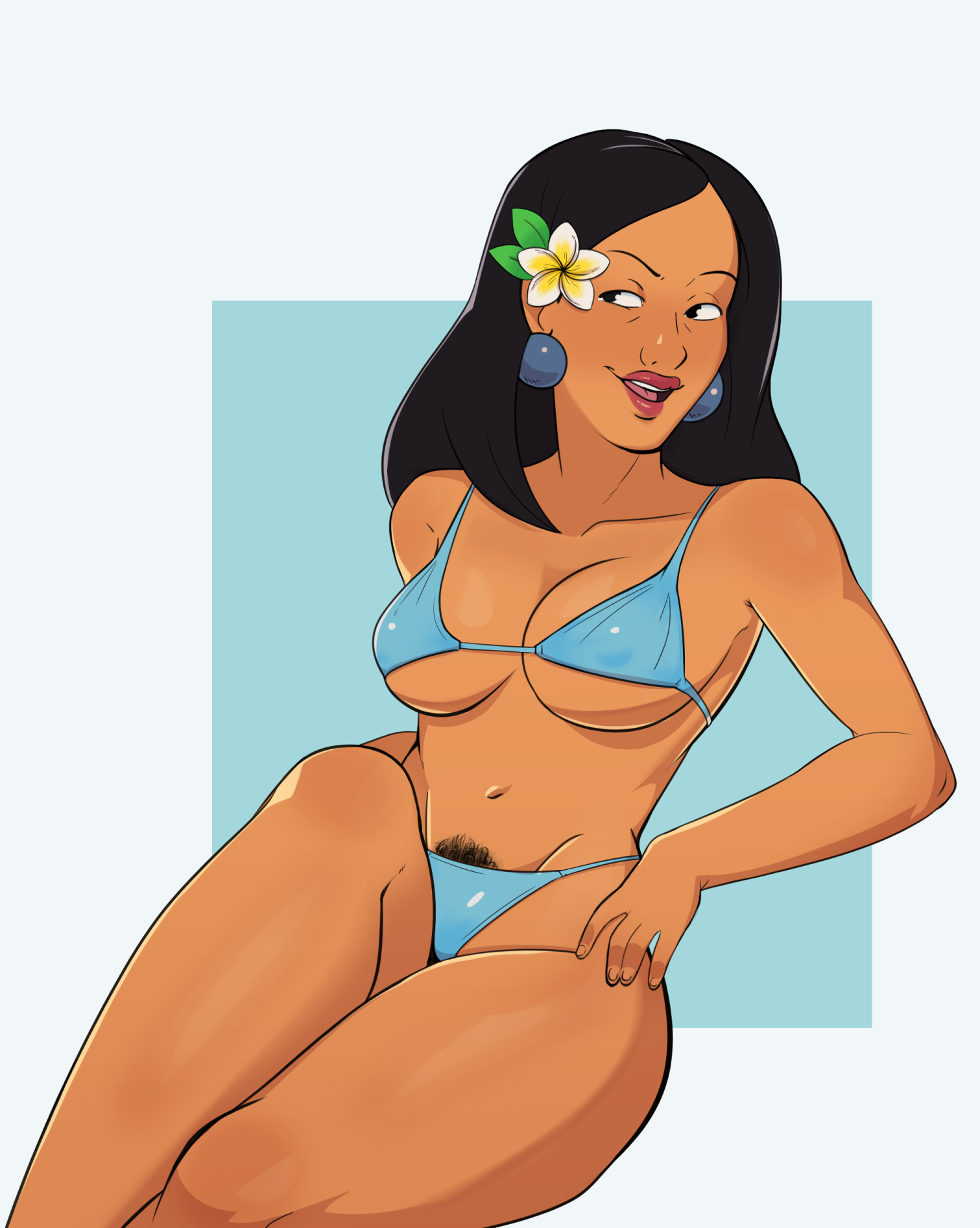 1girls, bikini, black hair, breasts, dark skin, dark-skinned female, female, female focus, female only, king of the hill, long hair, mature female, milf, minh souphanousinphone, mother, pubic hair, solidusfs
