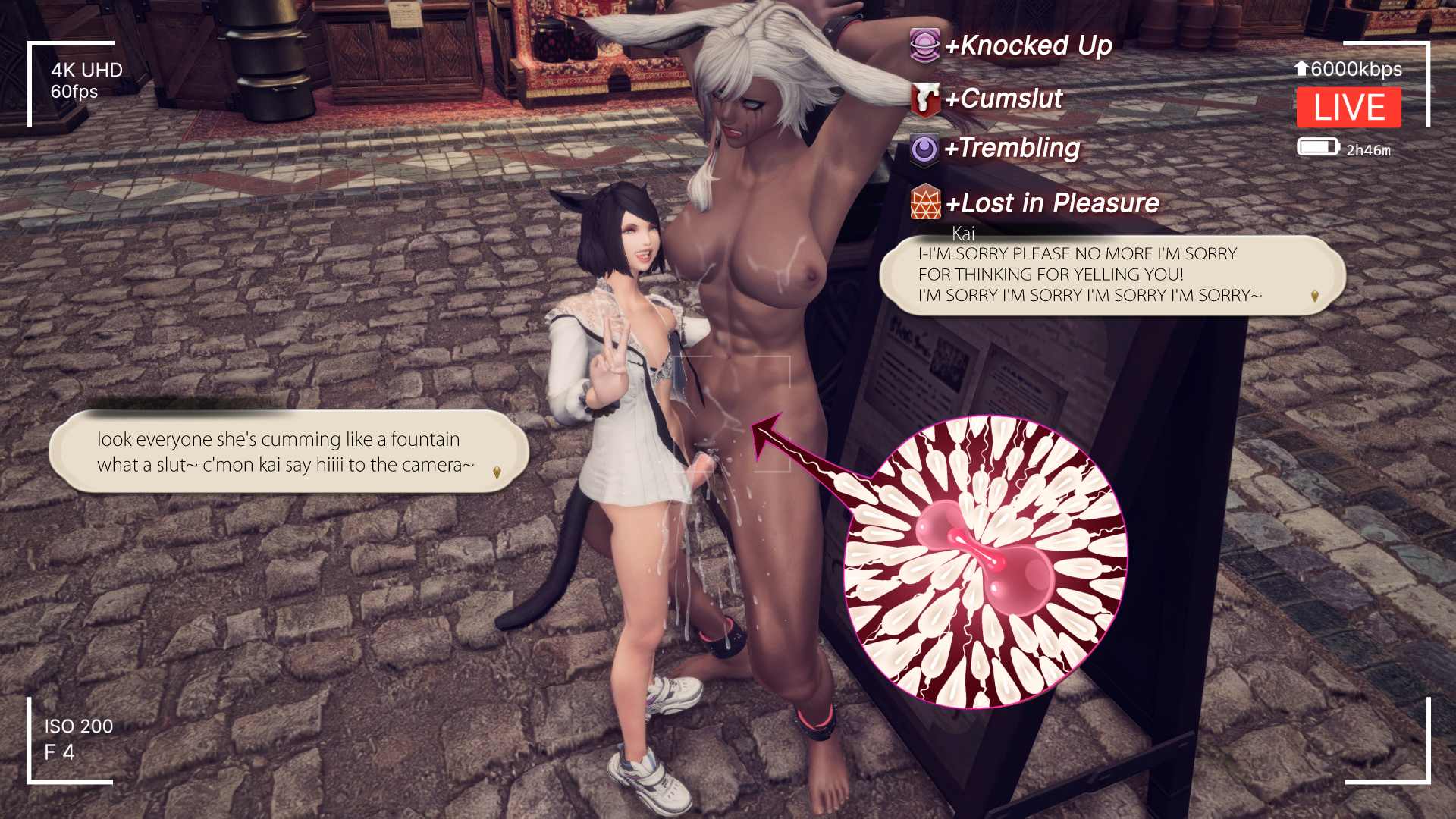 anonorenk, begging for mercy, cum, defeated, female, femboy, femboy on female, femboydom, final fantasy xiv, fucked silly, gameplay mechanics, gpose (ffxiv), impregnation, male, miqo'te, public humiliation, squirting, viera