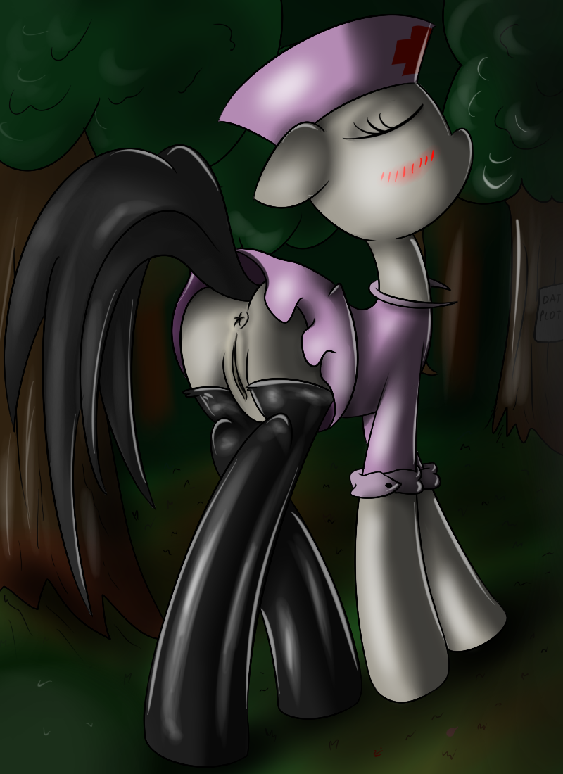 anus ass blush creepypasta equine female forest horse my_little_pony no_eyes nurse nurse_cap nurse_uniform outside ponified pony pussy rule_63 slenderman slendermane slenderwoman solo stockings tree ziemniax