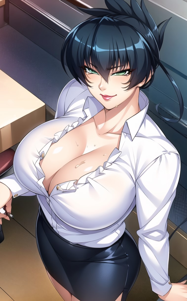 1girls ai_generated breasts cjin classroom green_eyes igawa_asagi lilith-soft nai_diffusion skirt solo_female solo_focus stable_diffusion teacher white_shirt