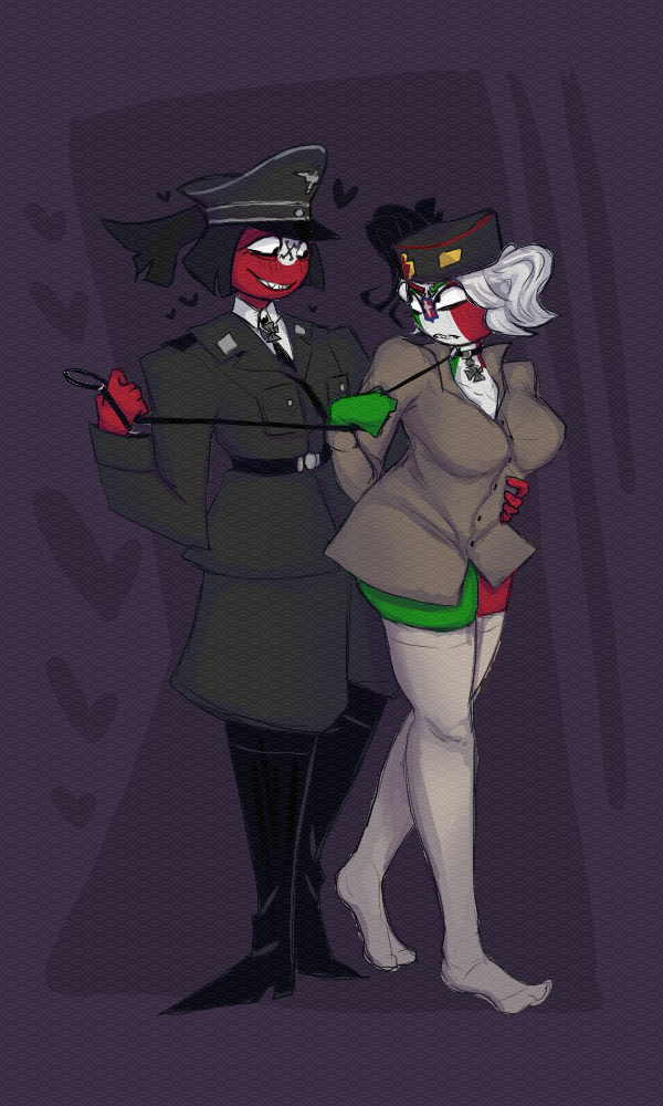 countryhumans countryhumans_girl fascism fascist_italy_(countryhumans) leash leash_and_collar leash_pull national_personification nazi nazi_germany_(countryhumans) nazi_uniform pastabeer third_reich_(countryhumans) world_war_2 yuri