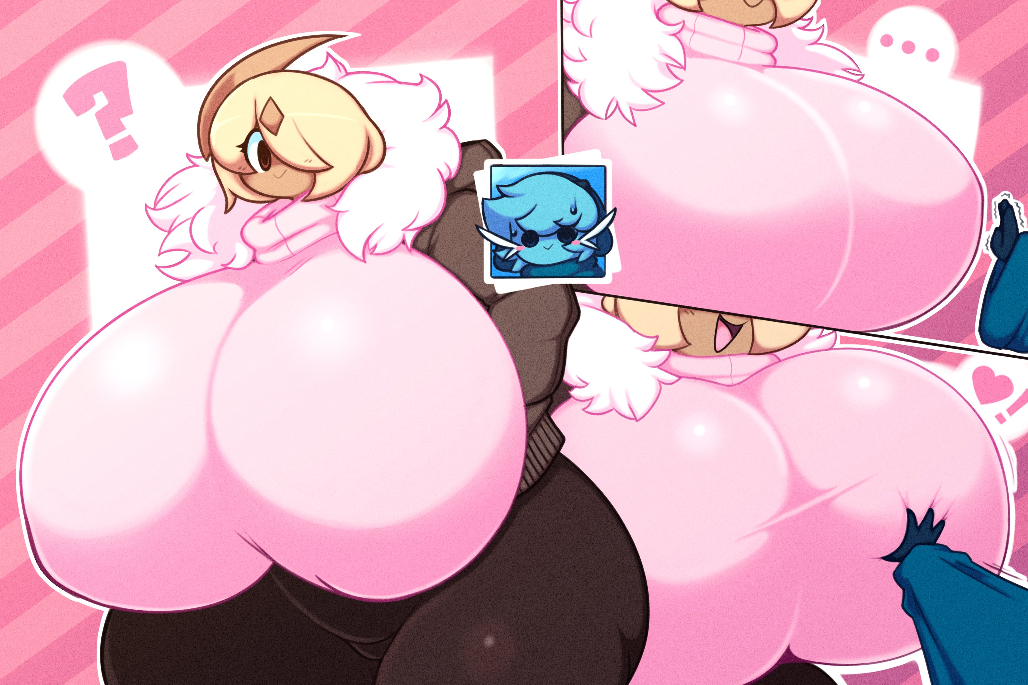 ?, absol, adorable, ass, big ass, big breasts, breast grab, breasts, cute, dewbber, female, huge ass, huge breasts, nintendo, pink clothing, pokémon (species), pokemon, pokemon (species), thick thighs, tusks (dewbber), wide hips