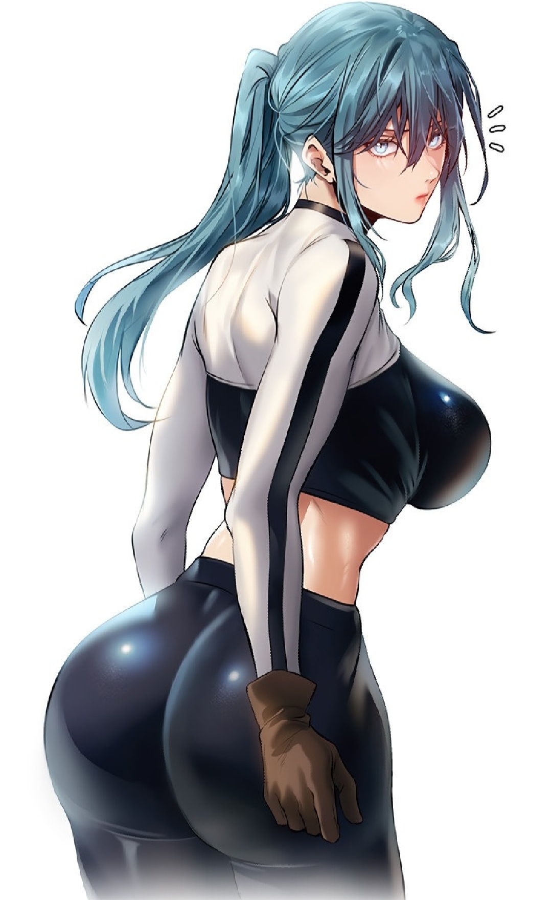 ass, big ass, breasts, disgusted look, ero404, female, fiona arente, leggings, looking at viewer, milf hunting in another world, slim waist, tagme, thick ass